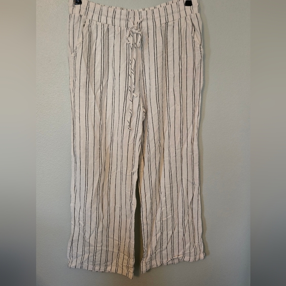 Blue Rain White Wide Leg Linen Pants Size Medium - Picture 1 of 5